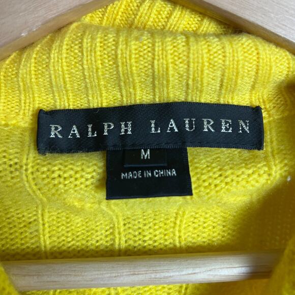 Ralph Lauren Medium Yellow Women's Knit Sweater Gold Zippers - Picture 3 of 6